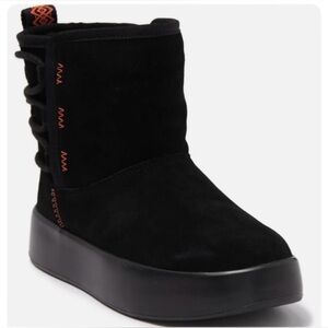 UGG Black Ankle Boots with Orange Accents